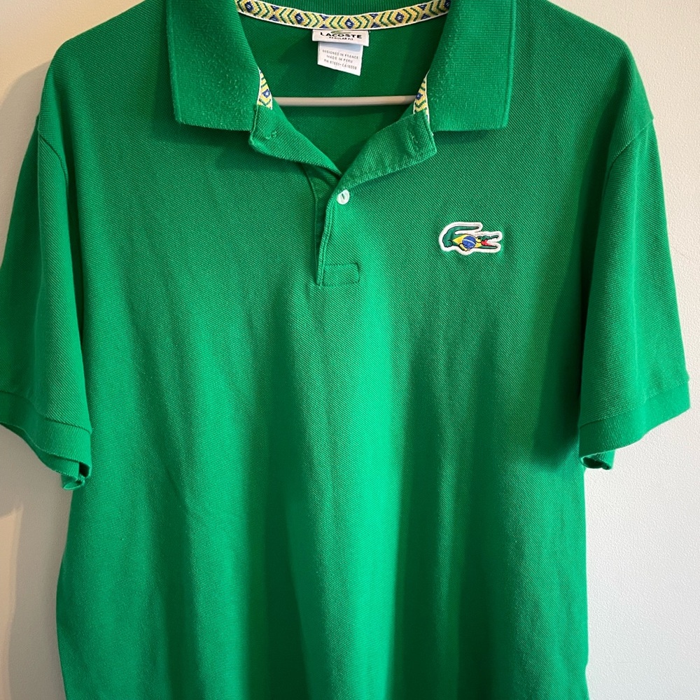 Lacoste Bright Green Pique Polo with Crocodile Patch